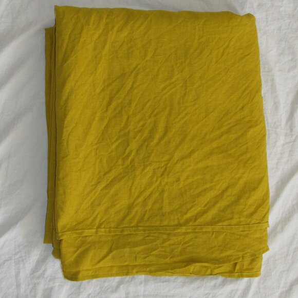 Linen Locker & Co 100% Flax Linen Mustard Golden Yellow Coach Drape Cover - Picture 6 of 8